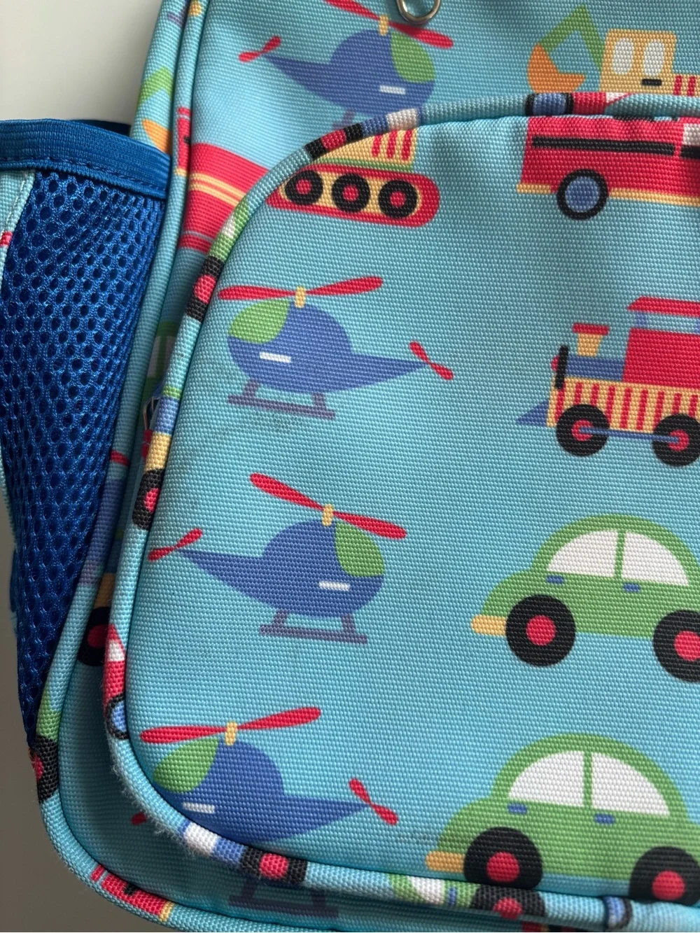 Kids blue Backpack with Vehicle Print Toddler Preschool Size